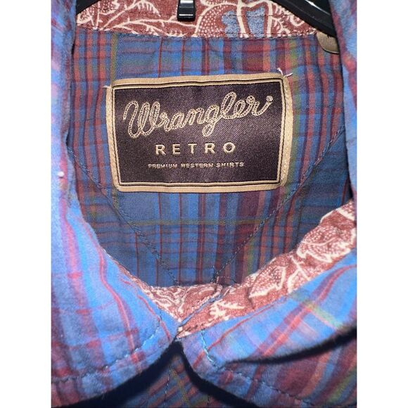 Wrangler Retro Men's Long sleeve Western Pearl Snap Sawtooth Pocket Plaid size X - Picture 3 of 8